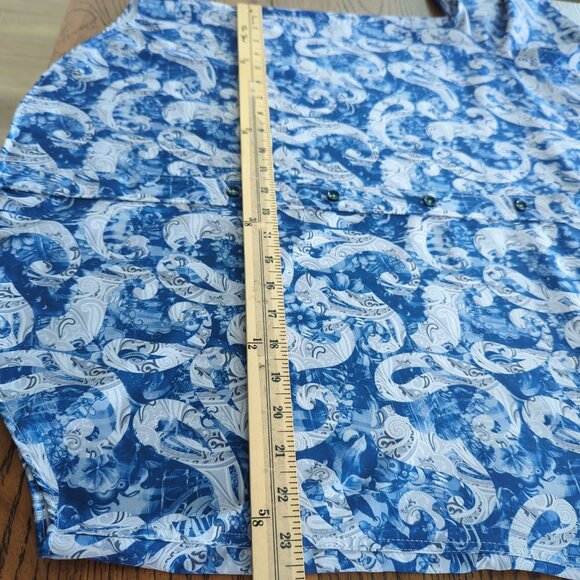 Society of Threads Mens Slim Fit Blue White Paisley Button-Down Shirt Size XL - Picture 12 of 16